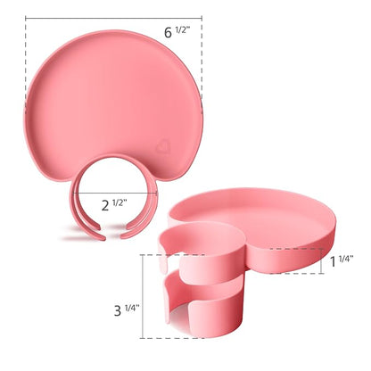 Munchkin Carseat Tray with Miracle 360 Sippy Cup for Toddlers 1-3 - Travel & Road Trip Accessory for Kids, Mess-Free Snacking and Spill Proof Drinking in The Car, Pink