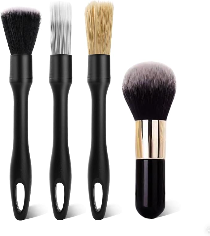 3PCS Car Detailing Brush Set, Ultra Soft Bristle Auto Interior Cleaning Brushes, Scratch-Free Dashboard Duster Kit for Vents, Leather, Screen, Console and Household Cleaning