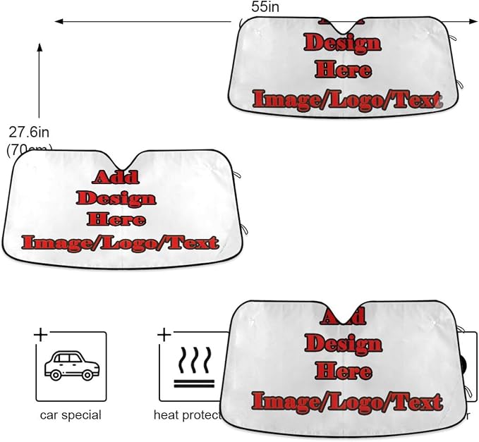 Custom Car Windshield Sunshade,Add Your Image/Text Personalized Car Sun Visor Window Sunshades,Blocks Sun Visor Protector Foldable Sun Shield Keep Your Vehicle Cool,55" L x 27.6" W