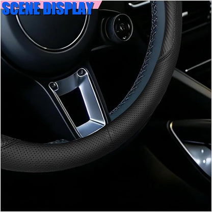 Craedli Nappa Leather Car Steering Wheel Cover, Breathable Non-Slip Automotive Steering Wheel Protector Universal Fit 14.5-15 Inch, Car Interior Decoration Accessories for Trucks, SUVs (CarbonFiber)