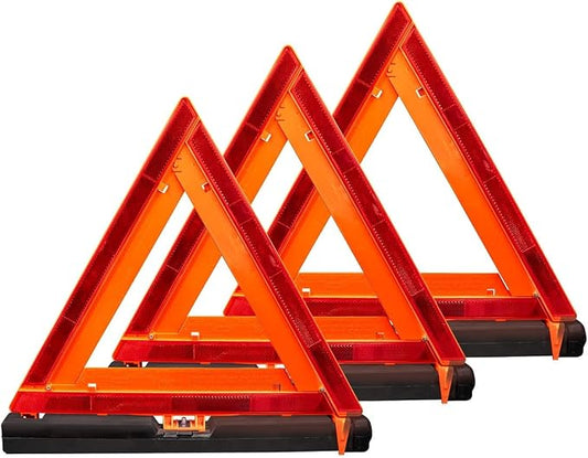United Pacific 99251 Emergency Warning Triangle Kit (Set of 3 Triangles) w/Case, No Skid Rubber Feet, DOT FMVSS 125 – ONE Kit (Set of 3 Triangles w/Case)