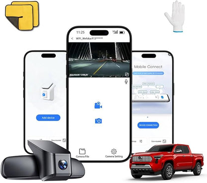 4K Dash Cam Suitable for Toyota Tacoma 2024-2025 SR SR5 TRD Sport Pre-Runner Off Road Limited & Tacoma Hybrid, OEM Look, UHD 2160P Video, WiFi & APP, Loop Recording, Plug&Play, 128GB (F10)