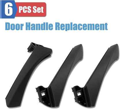 Compatible with BMW 3 Series Door Handle Replacement E90/E91/E92/E93 2004-2011,6PCS Left and Right Passenger Interior Door Pull Handle Set for BMW 318i,320i,323i,325i,328i,330i,335i(Black)