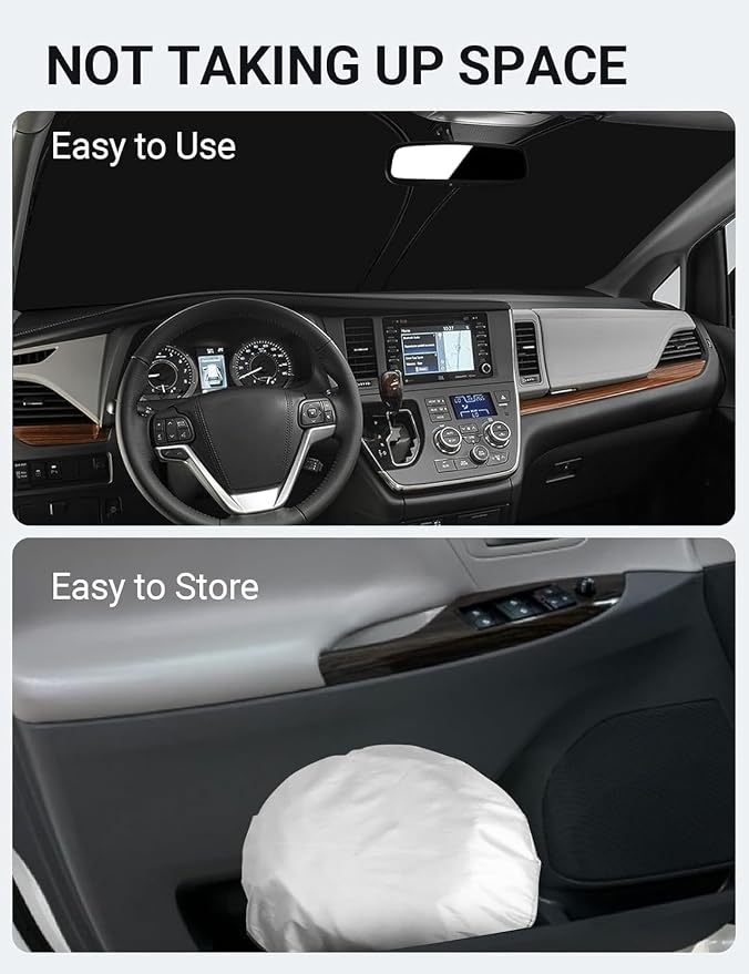 Proadsy 2026 Upgrade Front Windshield Sun Shade Foldable Sunshade Protector Custom Fit 2011-2020 Sienna Accessories
