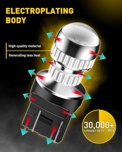 AUXITO 7440 7443 LED Strobe Brake Lights Bulbs, Red Flashing Stop Light, Super Bright T20 W21W 7441 7444 7443R Flashing Strobe Blinking LED Tail Light Bulbs, Pack of 2