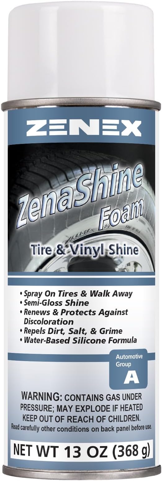 Zenex ZenaShine Foam - Professional Car Detail Spray & Shine |Great For Vinyl, Tires, Trim, & Bumpers | High-Gloss Shine & Protector | Interior & Exterior Protectant | Unscented | 13 oz (2 Pack)
