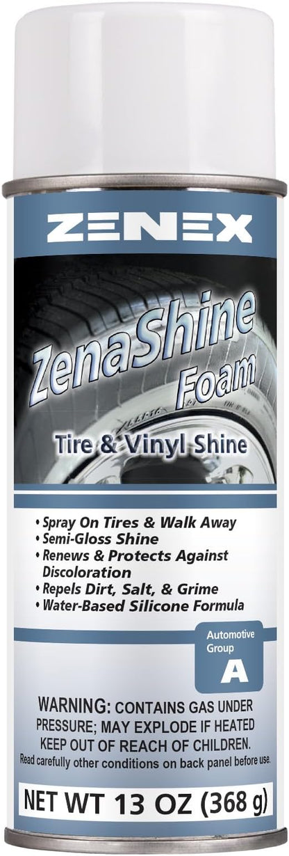 Zenex ZenaShine Foam - Professional Car Detail Spray & Shine |Great For Vinyl, Tires, Trim, & Bumpers | High-Gloss Shine & Protector | Interior & Exterior Protectant | Unscented | 13 oz (2 Pack)
