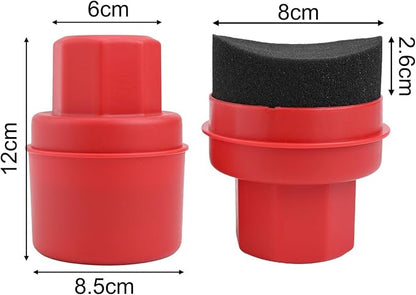 Wheel Tire Sponge Brush for Car Polishing and Waxing with Protective Lid, Featuring Curved and Flat Shape Applicators (Red radians hard)