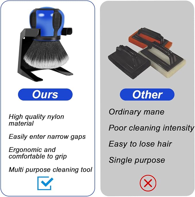 AUCELI Car Detailing Brush, Ultra Soft Auto Interior Dusting Brush with Storage Rack, Car XL Synthetic Brush Cleaning Tool, Universal Covers Large Area Inside or Outside Vehicles(Blue/Style A)