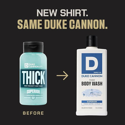 Duke Cannon Supply Co. Thick High Viscosity Body Wash – 3X Thicker, Cleansing Shower and Bath Gel, Mineral-Enriched for Men – Men’s Body Scrub – Superior