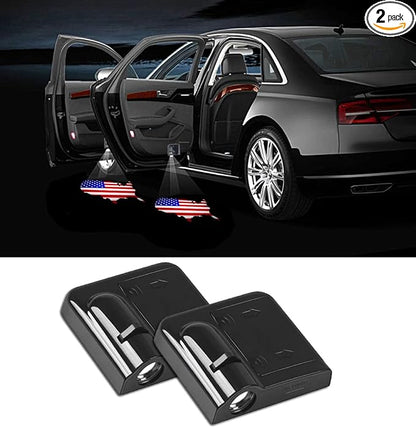 NewL 2 Pcs Led Car Door Welcome Light for American Map Flag Logo Symbol Projector Lights Ghost Shadow Light