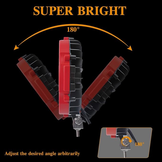 2PCS 201W Led Pod Lights, LikeSafe 7 Inch Round LED Light Bar, 21000lm Off Road Lights Vehicle Accessories for Truck Tractor SUV ATV UTV with Wiring Harness, Red
