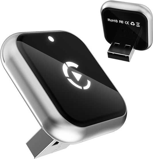 Mini L-Type & Ultra-Thin Wireless CarPlay Adapter, 2026 Upgraded Bluetooth Adapter, Plug and Play for iPhone, No Delay, Compatible with iOS 10+ & iPhone 6+, USB/Type C