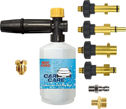 Electric Pressure Washer DIY Foam Cannon with 1/4” Quick Connector & Other 5 Adapters, Power Washer Adjustable Snow Foam Lance 0.6L Bottle, Jet Car Wash Soap Foam Nozzle, 500~2200PSI, 1.0~2.2GPM…