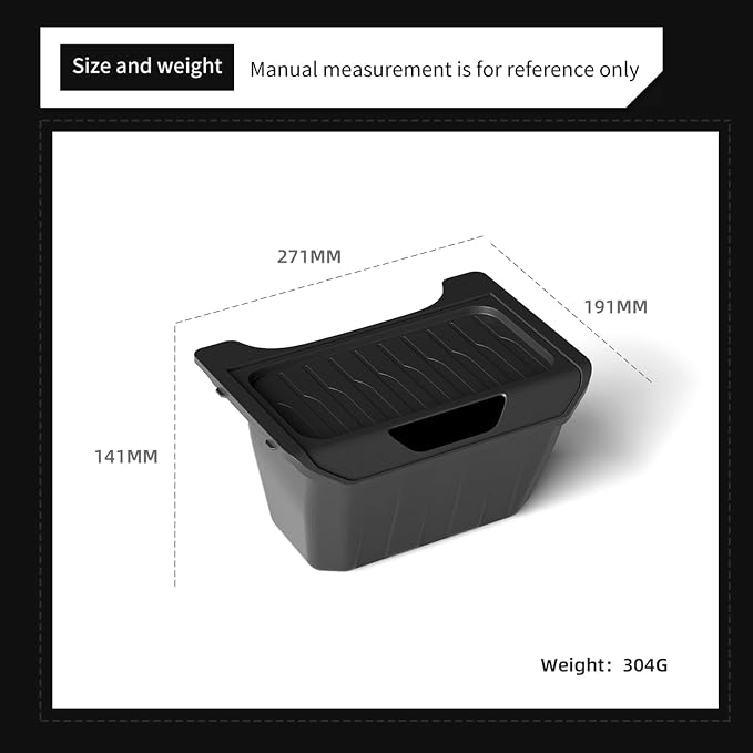 LUCKEASY Rear Center Console Organizer for Tesla Model Y 2021-2024 (Not fit Juniper 2025+) 2nd Row Under Floor Storage Box TPE Connected With ABS Lid Waterproof Model Y Rubbish Bin Anti-scratching