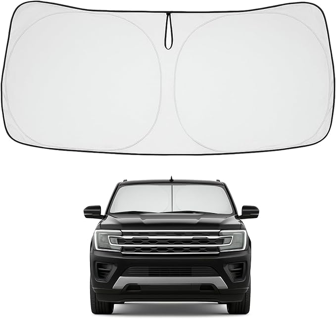 Proadsy 2026 Upgrade Front Windshield Sun Shade Foldable Sunshade Protector Custom Fit 2018-2024 Ford Expedition Accessories