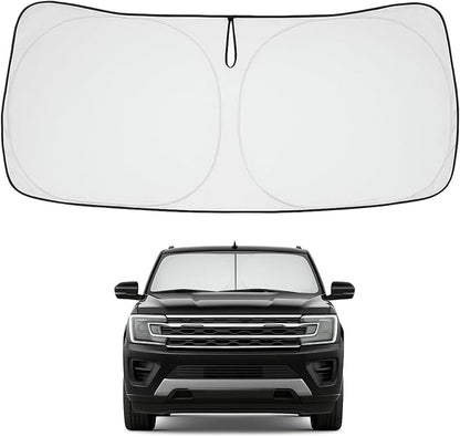 Proadsy 2026 Upgrade Front Windshield Sun Shade Foldable Sunshade Protector Custom Fit 2018-2024 Ford Expedition Accessories