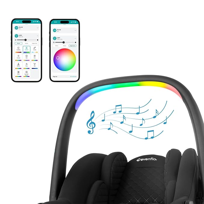 Evenflo LiteMax NXT Rear-Facing Lightweight Preemie and Infant Car Seat 3-30lbs with SensorySoothe. Easy Install with Base (Jasper Black)