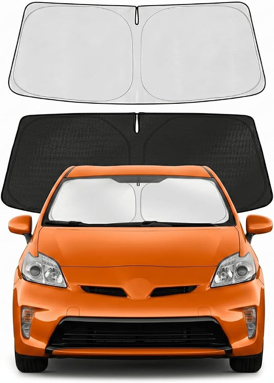 Custom Fit Windshield Sun Shade for Toyota Prius 2010-2015 | Custom Fit Windshield Cover, Blocks UV Rays, Double-Layer Heat Shield, Durable Frame, Easy Fold & Storage