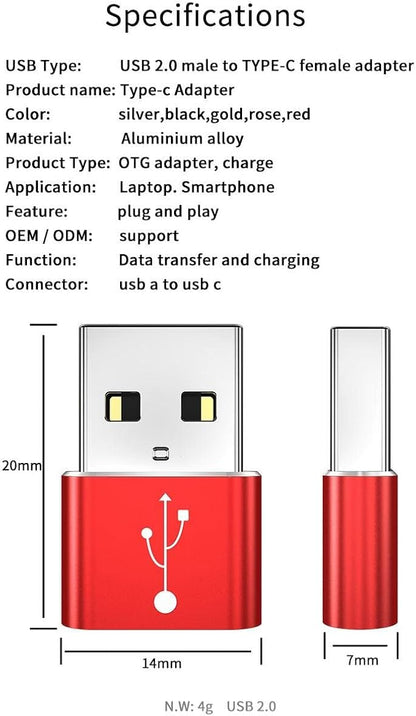 BoxWave Adapter Compatible with Eonon FDF1X6 Ford F150 Car Stereo with Wireless CarPlay & Android Auto (9 in) - USB-A to C PortChanger (5-Pack), Type-C OTG Convert Charging Data Adapter