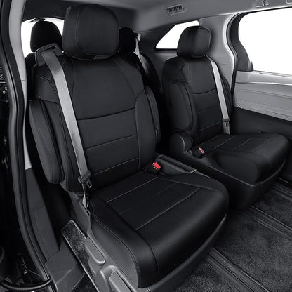 EKR Sienna Seat Covers for 2011-2020 Toyota Sienna LE,XLE, SE,XLE Premium 2nd Row 4/2/4 Split,8 Seats,Waterproof Car Seat Cover Full Set,Car Seat Protectors- Three Row,Neoprene (Black)