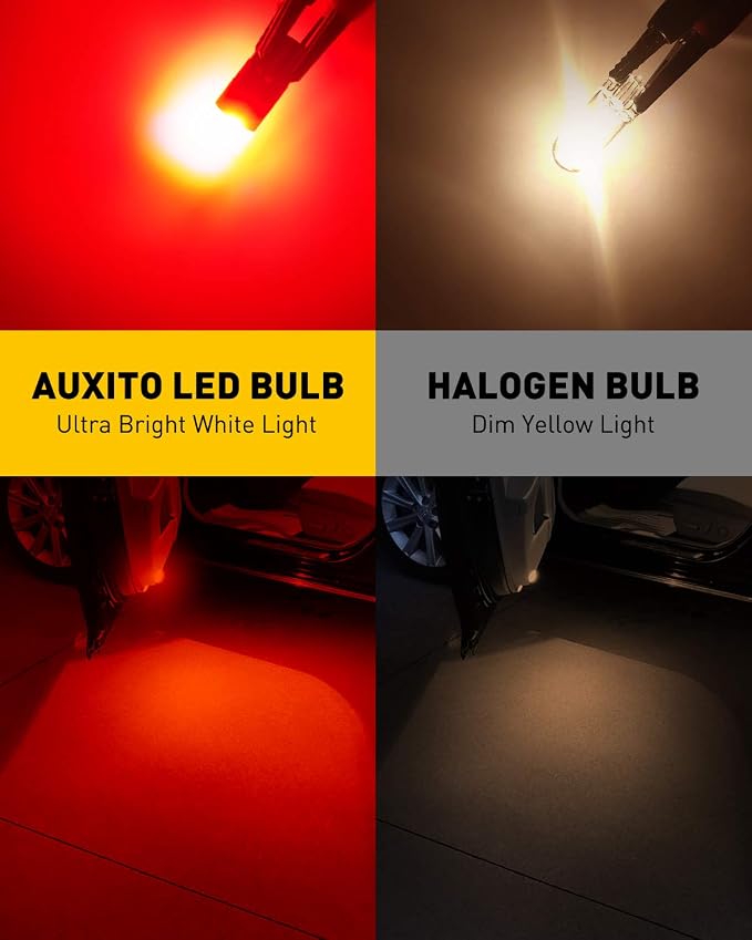 AUXITO Red 194 LED Light Bulbs, Super Bright 1:1 Size, License Plate Light 168 2825 W5W T10 Error Free Car Bulbs for Dome Map Door Courtesy Side Marker Cornering Trunk Light (Pack of 2)