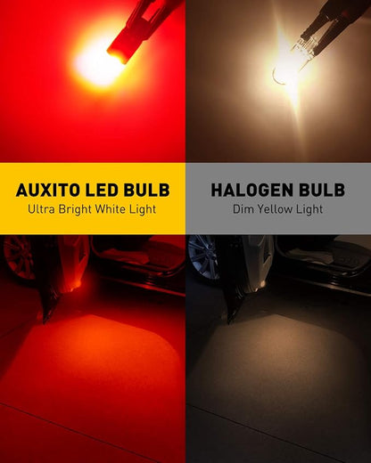 AUXITO Red 194 LED Light Bulbs, Super Bright 1:1 Size, License Plate Light 168 2825 W5W T10 Error Free Car Bulbs for Dome Map Door Courtesy Side Marker Cornering Trunk Light (Pack of 2)