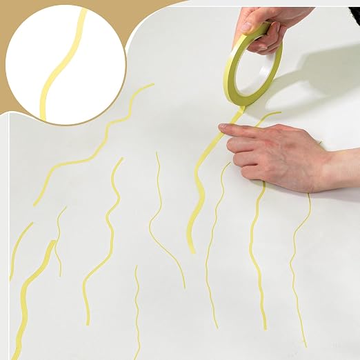 Nezyo 6 Pcs Vinyl Pinstripe Tapes Masking Painter Tapes High Temperature Low Tack Automotive Car Paint for Easy Removal Trim Thin Finishing Masking (Yellow,1/16,1/8, 1/4 Inch)