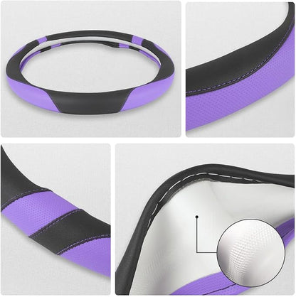 West Llama Customized Auto Car Steering Wheel Cover for Toyota Rav4 Corolla Camry Highlander (Black+Purple-Standard Size)