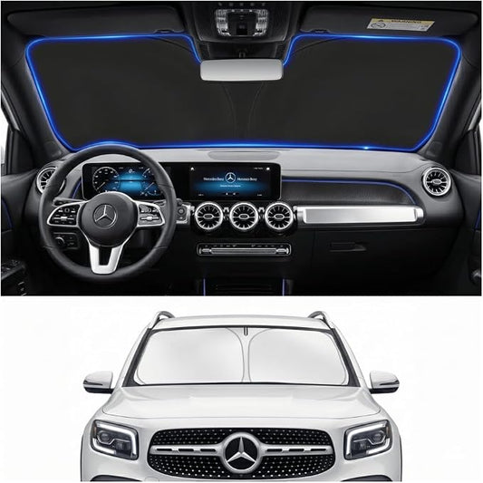 Custom Fit Windshield Sun Shade for Mercedes Benz GLB 2020-2026 | Custom Fit Windshield Cover, Blocks UV Rays, Double-Layer Heat Shield, Durable Frame, Easy Fold & Storage