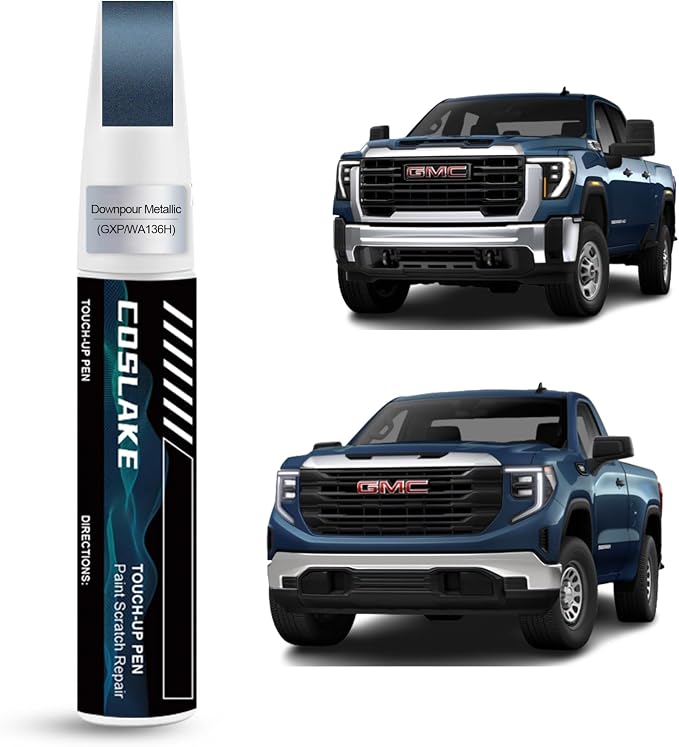 Car Touch Up Paint(Downpour Metallic(GXP/WA136H)) for GMC, Car Paint Scratch Repair Kit, Quick & Easy Solution to Repair, 2 in 1 Scratch Remover Pen with Color-Matched