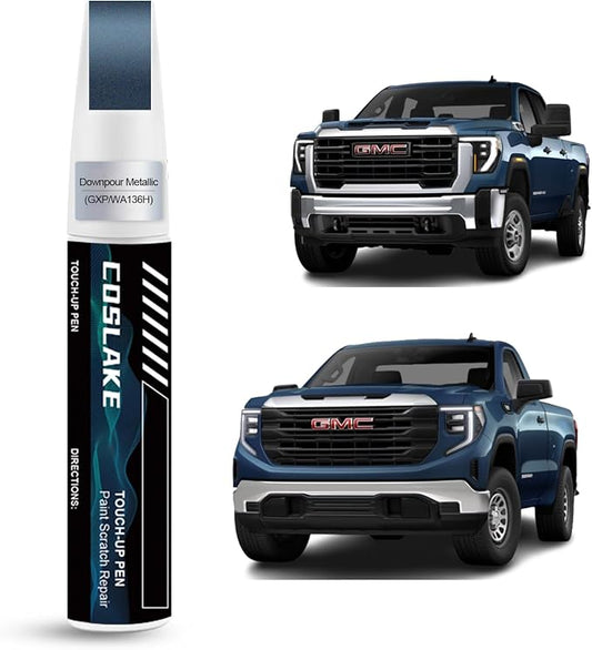Car Touch Up Paint(Downpour Metallic(GXP/WA136H)) for GMC, Car Paint Scratch Repair Kit, Quick & Easy Solution to Repair, 2 in 1 Scratch Remover Pen with Color-Matched