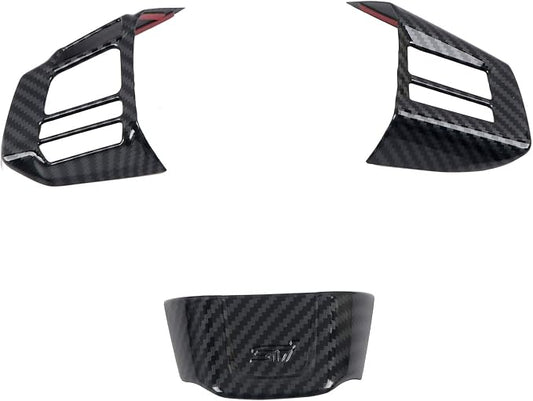 HIGH FLYING Carbon Grain Car Interior Accessories Steering Decoration Trim ABS 3pcs for Subaru WRX STI 2016 2017 2018 (NOT Fit Turbo CVT)
