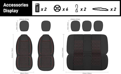 CAROMOP Faux Leather Car Seat Covers Full Set,Luxury and Comfortable Covers for Cars,Split Bench Compatible Car Interior Covers,Universal Fit for Suvs,Vans,Trucks,Airbag Compatible(5-Seat Black/Red)