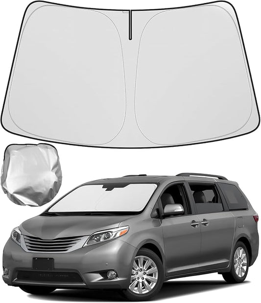 BIBLOZ Car Windshield Sun Shade for Toyota Sienna 2011-2020, L, LE, SE, XLE, Limited Platinum Accessories Foldable Car PET Sunshade Keeps The Cool Inside