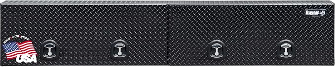 Buyers Products 1721361 Topsider Truck Tool Box, 16x13x96 Inch, Gloss Black Diamond Tread Aluminum, Dual Flip-Up Doors, Locking Compression Latch, Weather Resistant, No-Drill Mount, Made in USA