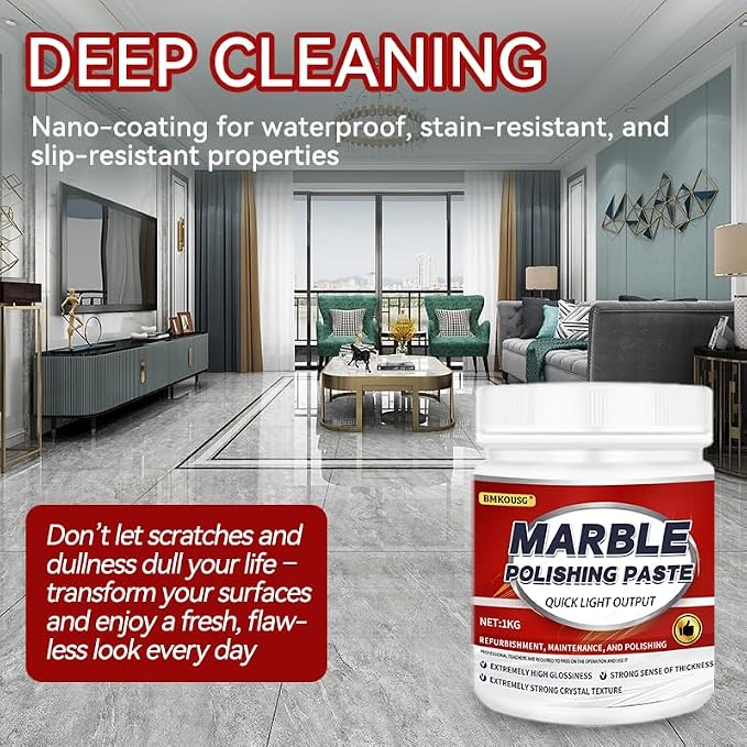 Granite Polishing Paste, Marble Cleaner Countertop, Quartz Polish, Granite Polishing Kit | Marble Cleaner and Polish - Enhances Shine & Maintenance, Safe for Stone Surfaces, 2.2LB (1 - PCS)