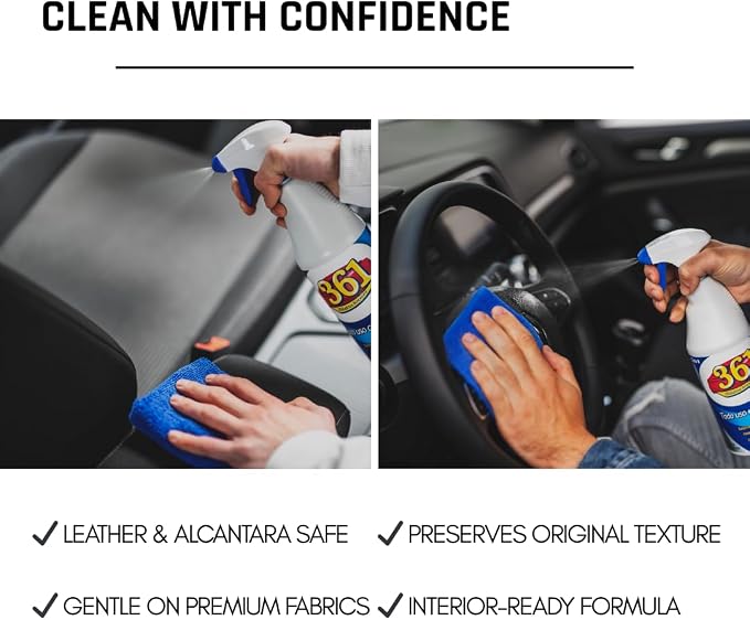 Sisbrill 361 Multi Purpose Car Interior Cleaner Spray - Stain Remover Seat Cleaner, Upholstery, Dashboard, Leather - Car Cleaning Supplies Interior and Exterior - Pack of 2 (25 fl oz Each)