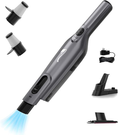 Cordless Handheld Vacuum, Lightweight Portable Hand Vacuum Cleaner with LED Light,Rechargeable Hand Held Vacuum with One-Touch Empty, Powerful Suction for Office, Home,Car, Charcoal