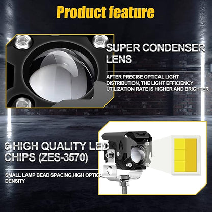 LED Pod Lights, LED off Road Lights 60W 6000lm Amber/Yellow White Dual Color Driving Fog Auxiliary Work Lights Pod for Motorcycle Truck SUV ATV E-Bike Tractor, 2 Packs