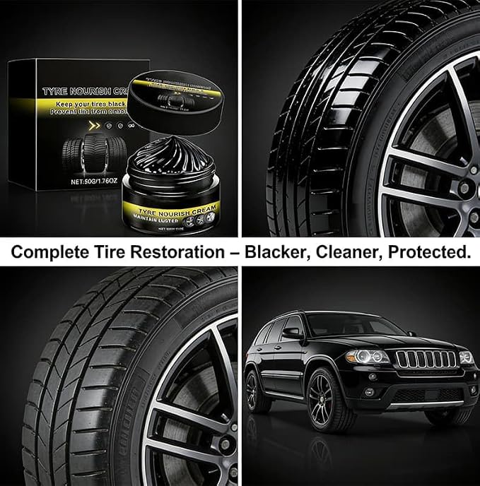 Tyre Nourish Cream for Tires,Tire Nourish Cream,Tire Wax Black,Restores Black Gloss,Shine,for Car Tires(2Pcs)