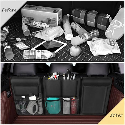 Car Trunk Organizer, Detachable Car Backseat Hanging Organizer with 7 Large Storage Pockets, Collapsible Back Seat Organizer Car Interior Accessories for SUV, Van, Jeep