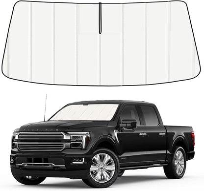 Windshield Sun Shade for Ford F150 2021-2026, Front Window Visor Accessories, Folding Design Blocks Heat & UV Rays Maintain Cool Interior and Save Space