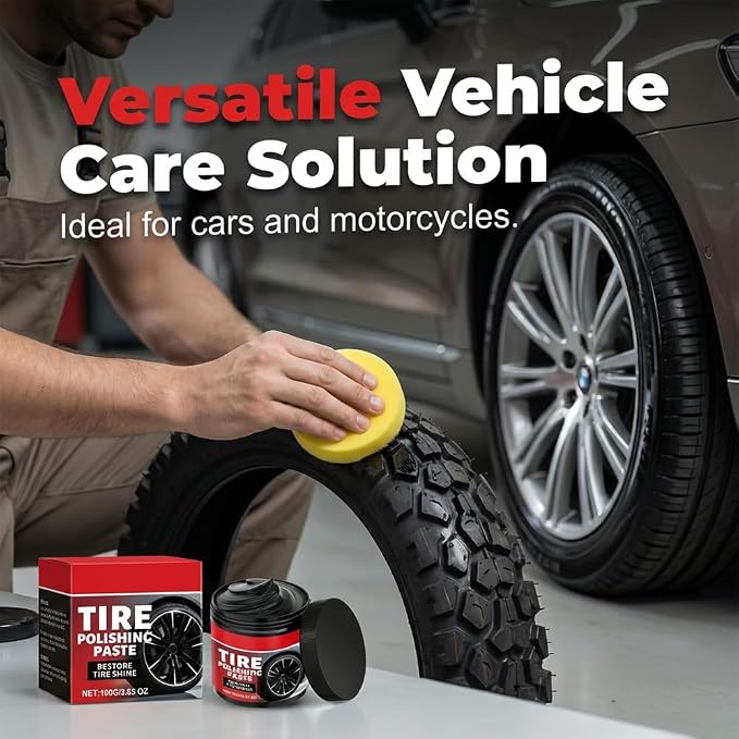 Tire Refurbish Wax Instant Gloss, 2026 New Car Tire Shine with Sponge, Tire Polishing Paste for Cars Trucks Motorcycles RVs & More (3PCS)