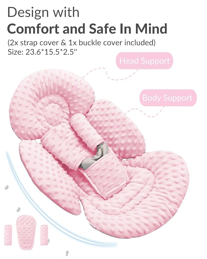 Generic Infant Insert Compatible with Mamaroo Swing & Graco Swing and Infant Car Seat, Newborn Insert Baby Head Body Support, Reversible Design, Breathable Soft Fabric, 1Pcs - Dots, Pink