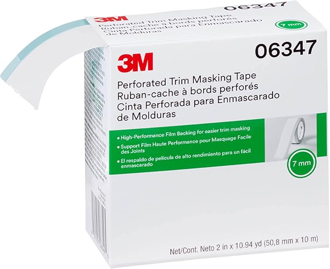 3M Perforated Trim Masking Tape 06347, Molding Paint Protection, Trim Lifting Tape, Hand Tearing, 7 mm Hard Band, 50.8 mm x 10 m