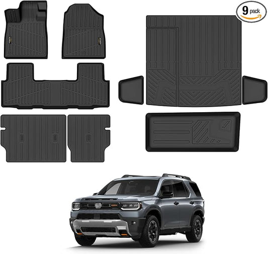 Floor Mats Custom for Honda Passport 2026 Trunk Mat with Backrest Mat All Weather TPE Rubber Cargo Liner Full Set Floor Liners for Passport Accessories (Trunk Mat+Backrest Mats+Floor Mats)