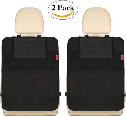 Kaiphy Car Backseat Organizer Premium Quality Car Kick Mats with 10" Tablet Holder - Extra Large Pocket- Sturdy Top 2Pack