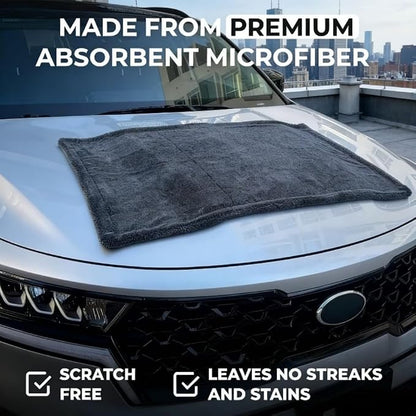 1200GSM Microfiber Car Drying Towel, Double-Twist Loop, Ultra-Absorbent, Quick-Dry, Lint- & Streak-Free, Scratch-Safe, for Car Wash & Detailing (1 Pack) (Dark Grey, 24" x 36")