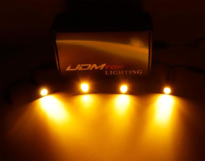 iJDMTOY 4pc Set 3W High Power LED Grille Mesh Mount Lighting Kit Compatible with Toyota FJ Cruiser 4Runner Tacoma etc., 2500K Amber Projector Lens Spot Beam LED Lights